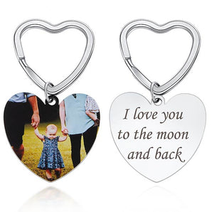 Fanery Sue Personalized Custom Photo in Full Color Engraved Heart Shape Dog Tag Name Keychain Key Tags Keyring Love Gift