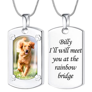Silver Gold Paw Print Dog Tag Necklace