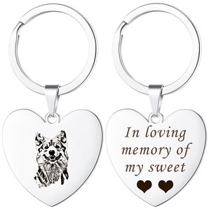 Siver Heart Photo Keychain Laser Engraved