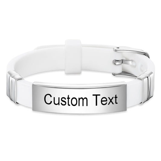 White Personalized Leather Bracelet
