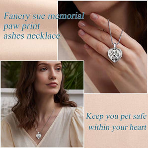 Paw Print Heart Necklace Locket