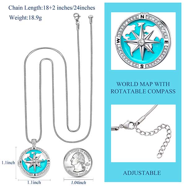 Rotatable Compass Locket Necklace