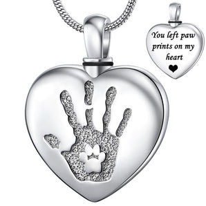 Handprint Heart Cremation Necklace