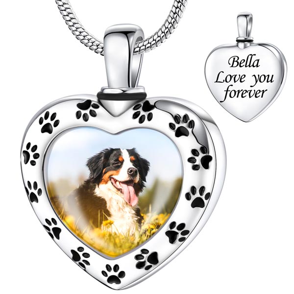 Heart Paw Print Urn Necklace