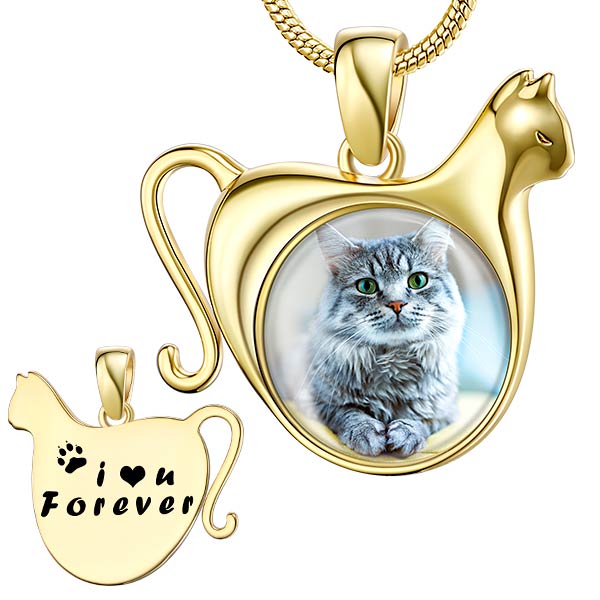 Cat Pendant Necklace in Silver and Gold
