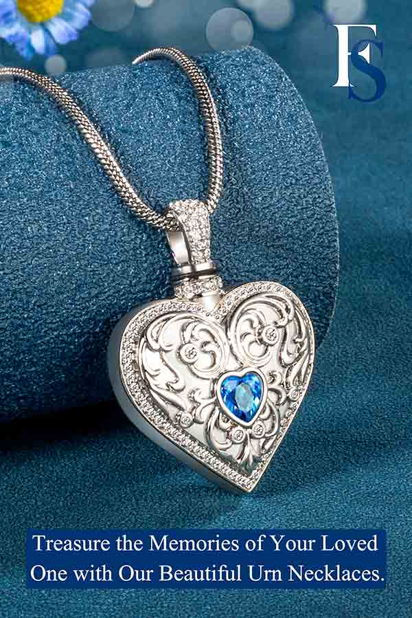 Rose Heart Cremation Necklaces for Women
