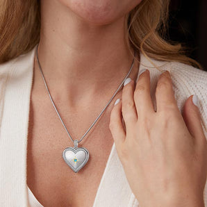 Moon And Star Heart Locket Necklace