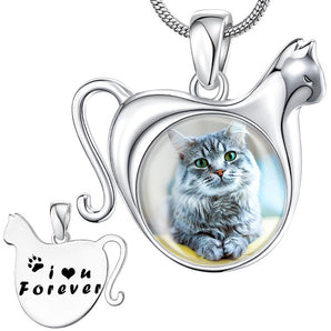 Cat Pendant Necklace in Silver and Gold