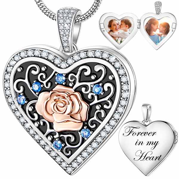 Two Color Heart-shaped Rose Locket