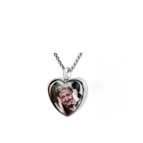 Heart Urn Necklace for Ashes with Pictures