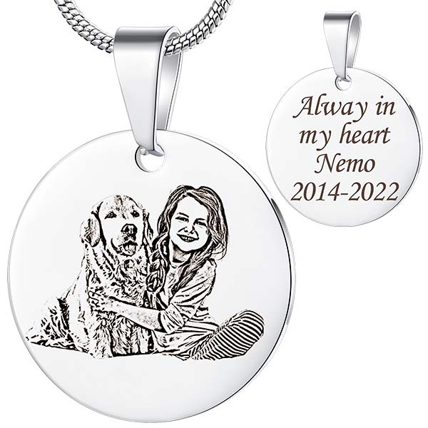 Laser Engraved Round Photo Necklace