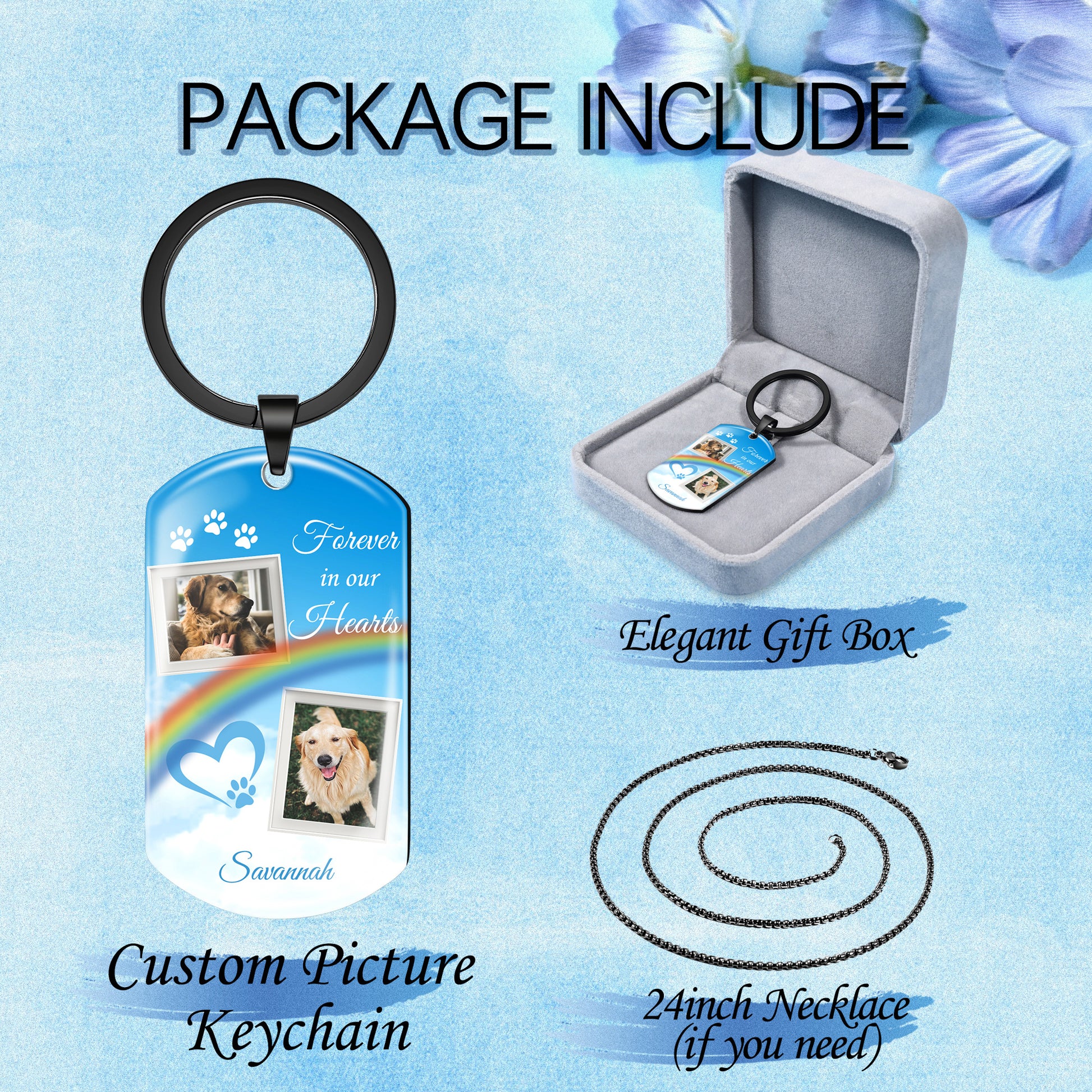 pet photo keychain package