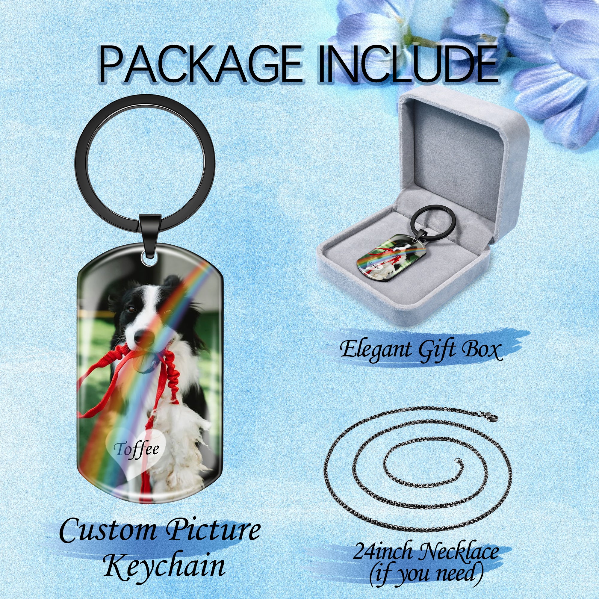personalized pet keychain package