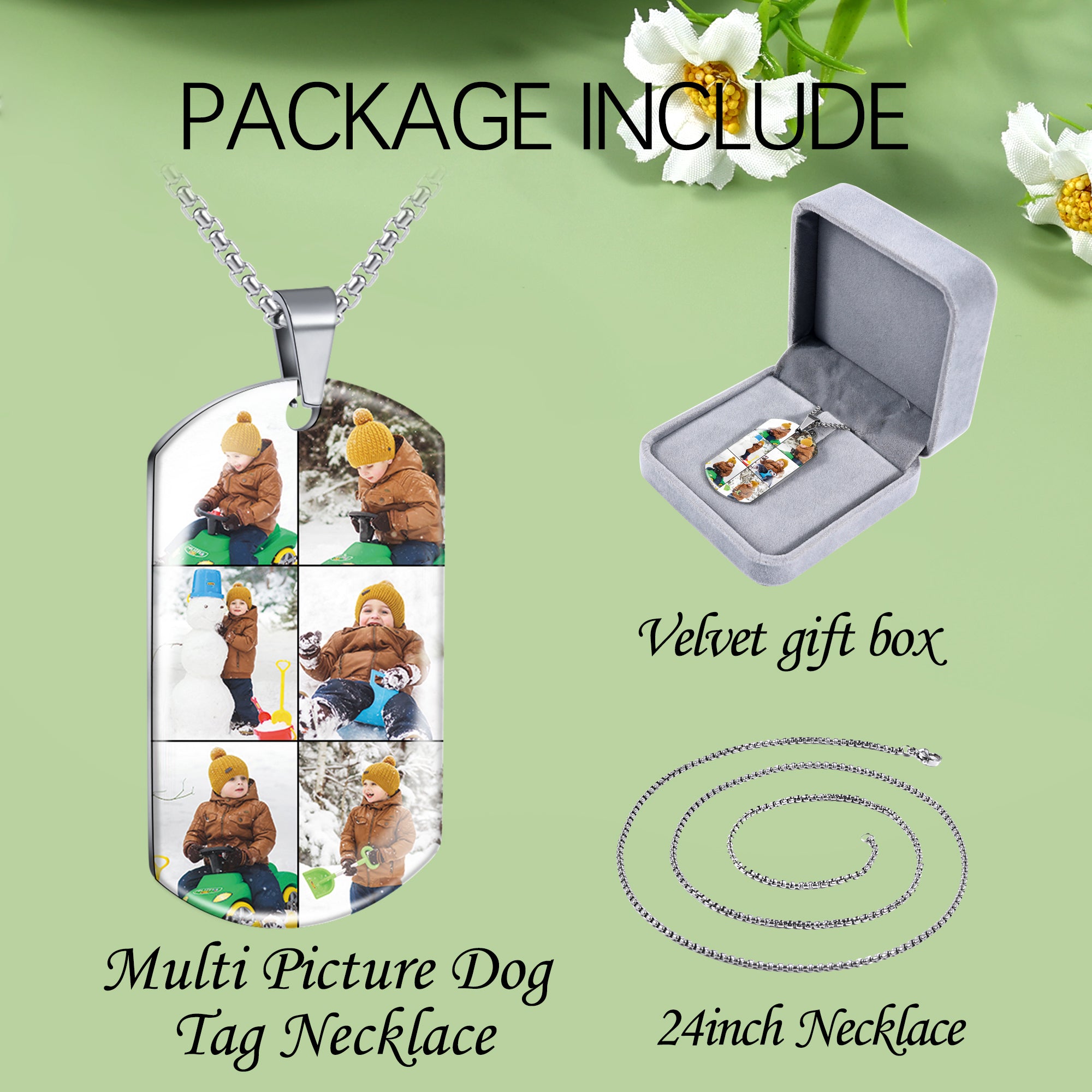 multi picture dog tag necklace
