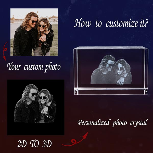Custom 3D Crystal Photo Rectangle Family Gift