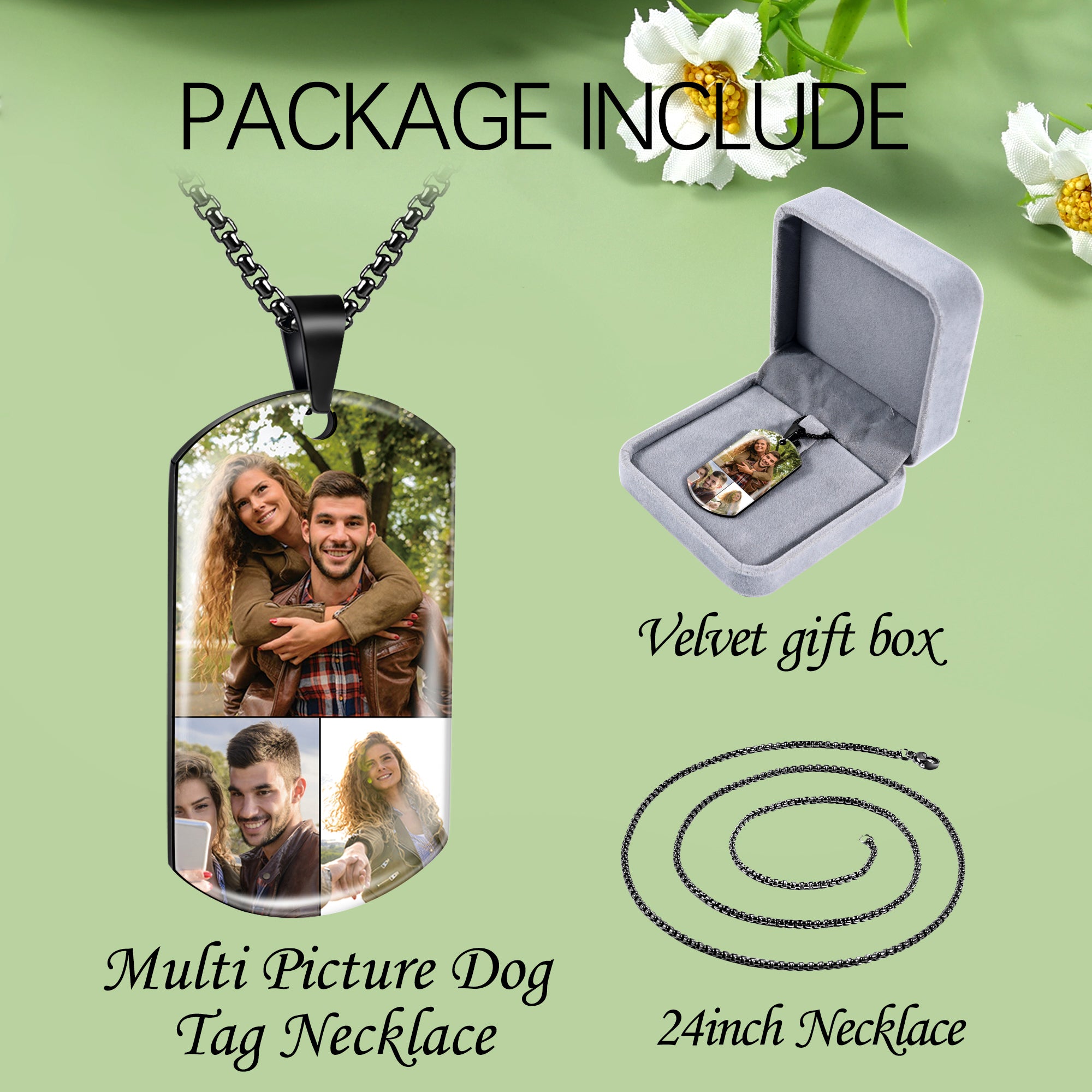 mens dog tag necklace package