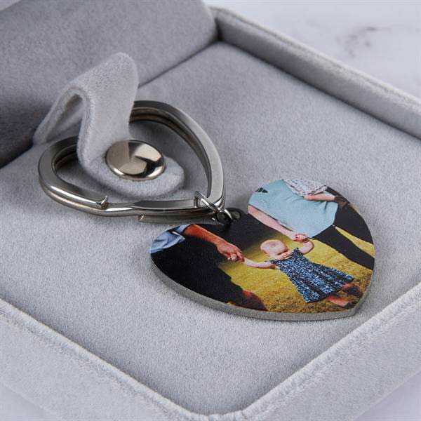 Fanery Sue Personalized Custom Photo in Full Color Engraved Heart Shape Dog Tag Name Keychain Key Tags Keyring Love Gift