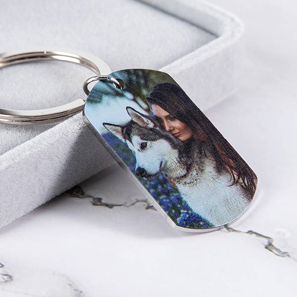 Fanery Sue Personalized Custom Photo Picture Keychain in Full Color Engraved Dog Tag Name Keychain Key Tags Keyring Love Gift