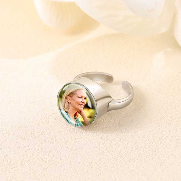 Custom Urn Open Rings For Ashes For Women&Men Personalized Photo& Text Ring Pet Cremation Jewelry
