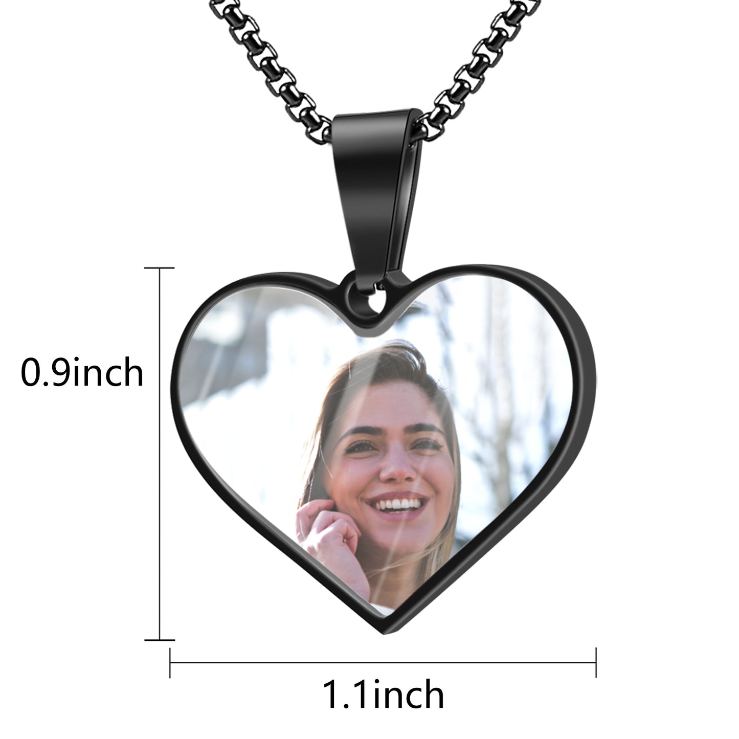 heart picture necklace dimension