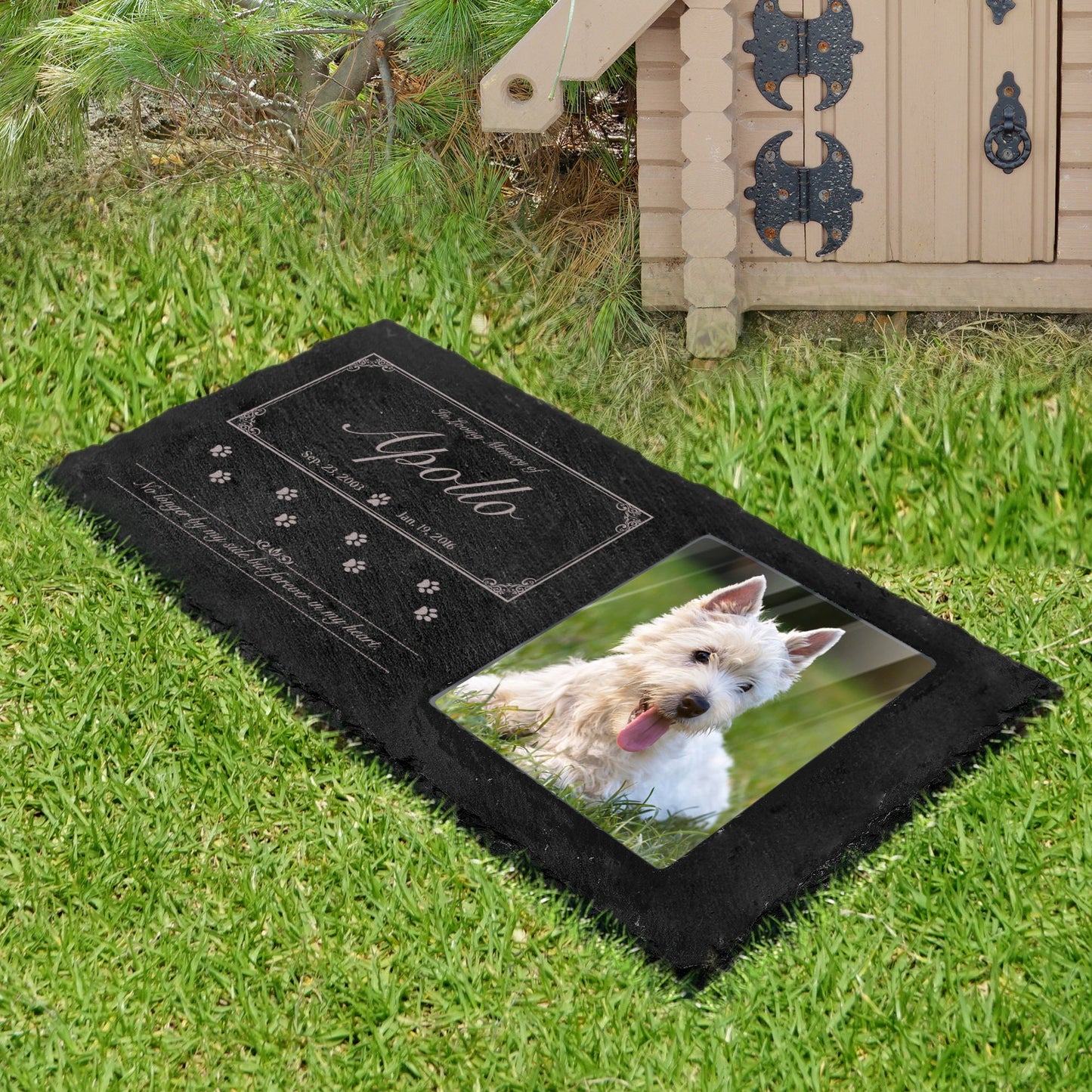 Custom Pet Memorial Stones with Full Color Picture All-Natural Memorial Headstone for Pet