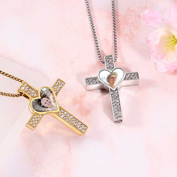 Cross Heart Pet Cremation Ashes Jewelry