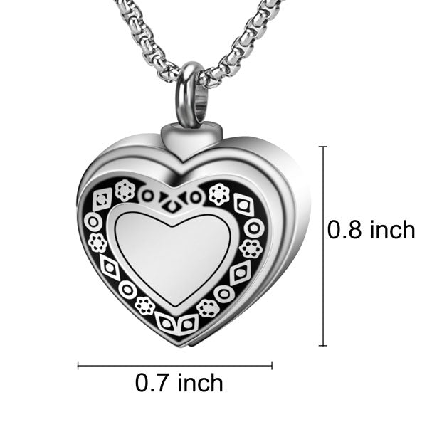 heart urn necklace dimension