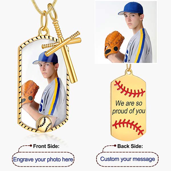 Baseball dog tag necklace