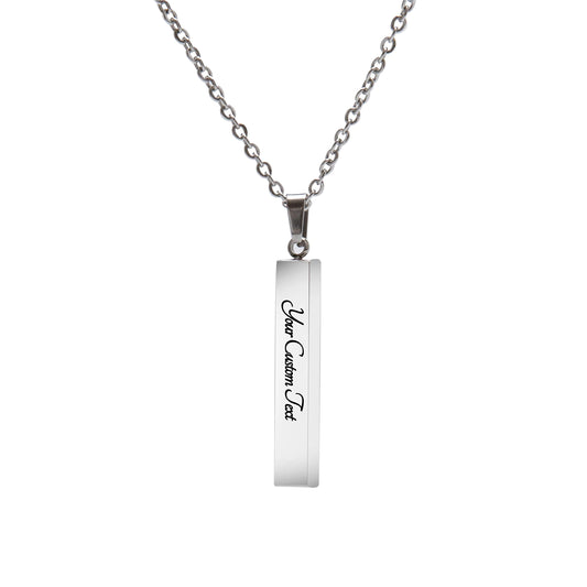 Fanery sue Personalized Custom Engraved Name 316L Stainless Steel Vertical Cuboid Bar Necklace