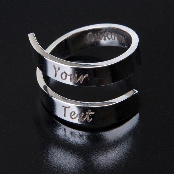 Personalized Spiral Twist Ring Engraved Names BFF Adjustable Customized Gift Mother-Daughter Promise Ring for Her with Gift Box