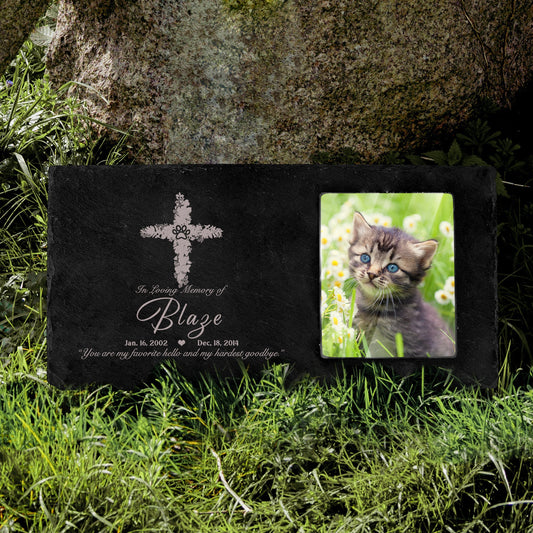 Custom Pet Memorial Stones with Picture Dog Cat Memorial Garden Stones Pet Grave Markers Personalized