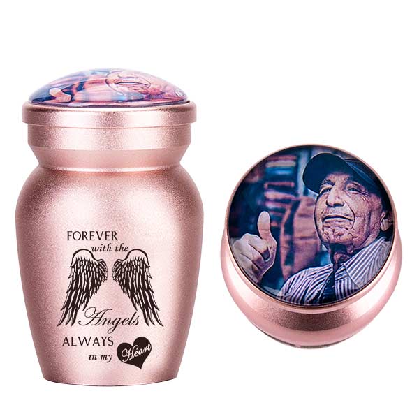 Custom Mini Urn for Human Ashes Waterproof Cremation Decorative Keepsake Memorial Extra Small Ashes Holder with Angel Wings (Sharing a small amount of ashes in memory of your loved one/pet)