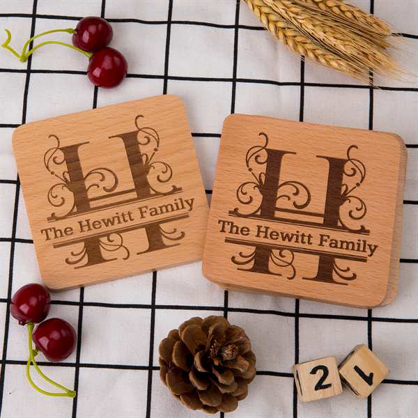 Personalized Monogram Beech Wood Coasters for Drinks - Personalized Wedding Gifts Bridal Shower Gifts - Custom Coasters Set