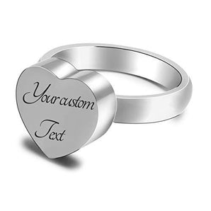 Fanery Sue Personalized Ring for Women Heart Shape Custom Engraved Name Promise Ring Wedding Band Valentines Mothers Gift