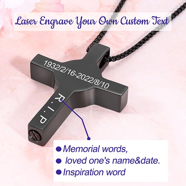 cross cremation necklace