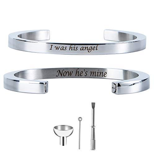Personalized Bangle Cuff Urn Bracelet for Ashes Keepsake Memorial Cremation Jewelry Custom Name Bracelet