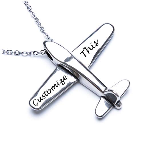 Fanery Sue Stereoscopic Aircraft Model Personalized Necklace Custom Engraved Name Pendant Necklace Pilot Gift