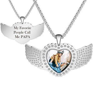 angel wing picture necklace