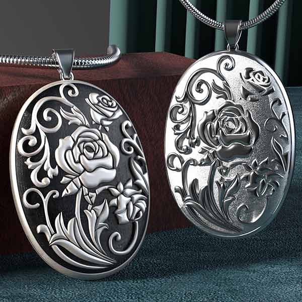 rose oval locket necklace