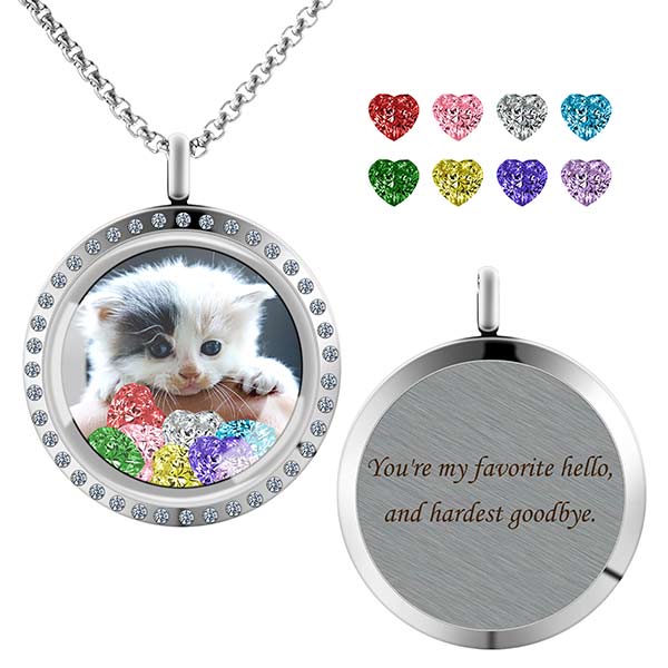 picture necklace locket with birthstone