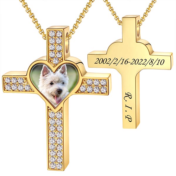 Cross Heart Pet Cremation Ashes Jewelry