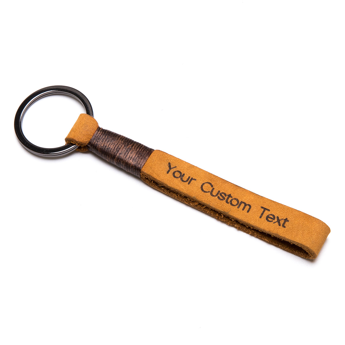 Fanery Sue Personalized Name Keychain Custom Genuine Leather Keychain Engraved Any Word Keyring ID Key Tag