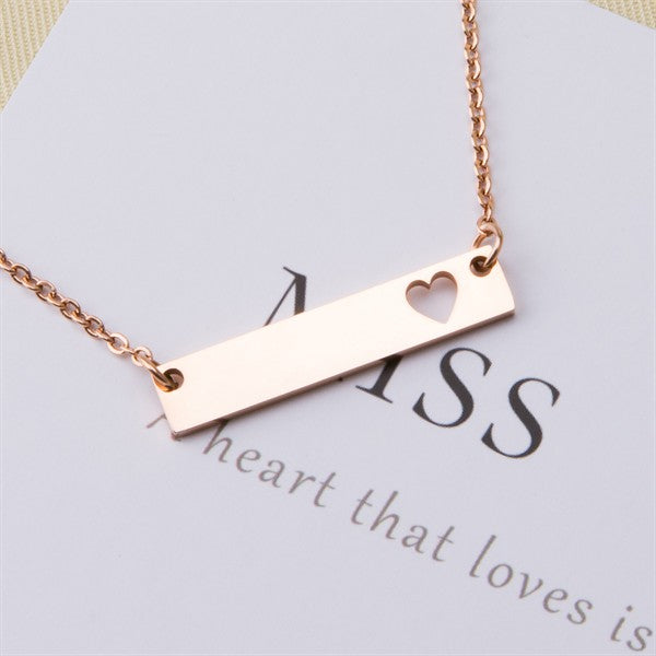 Personalized Custom Engraved Name 316L Stainless Steel Horizontal Bar Necklace