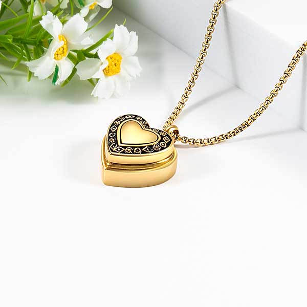 Heart Photo Locket Necklace for Ashes