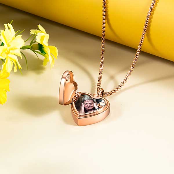 Heart Photo Locket Necklace for Ashes