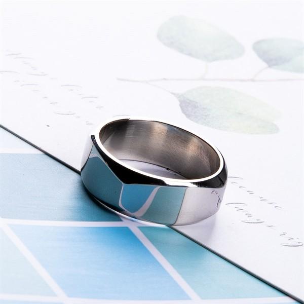 Personalized Men's Ring Customize Engraved 4 Sides Titanium Steel Promise Ring Wedding Band Personalized Gift for Him