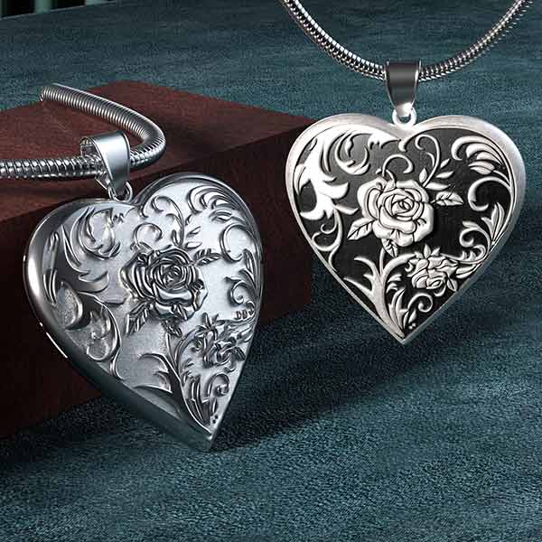 Rose Flower Silver Locket Necklaces